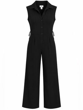 Sleeveless Black Jumpsuit with Collar